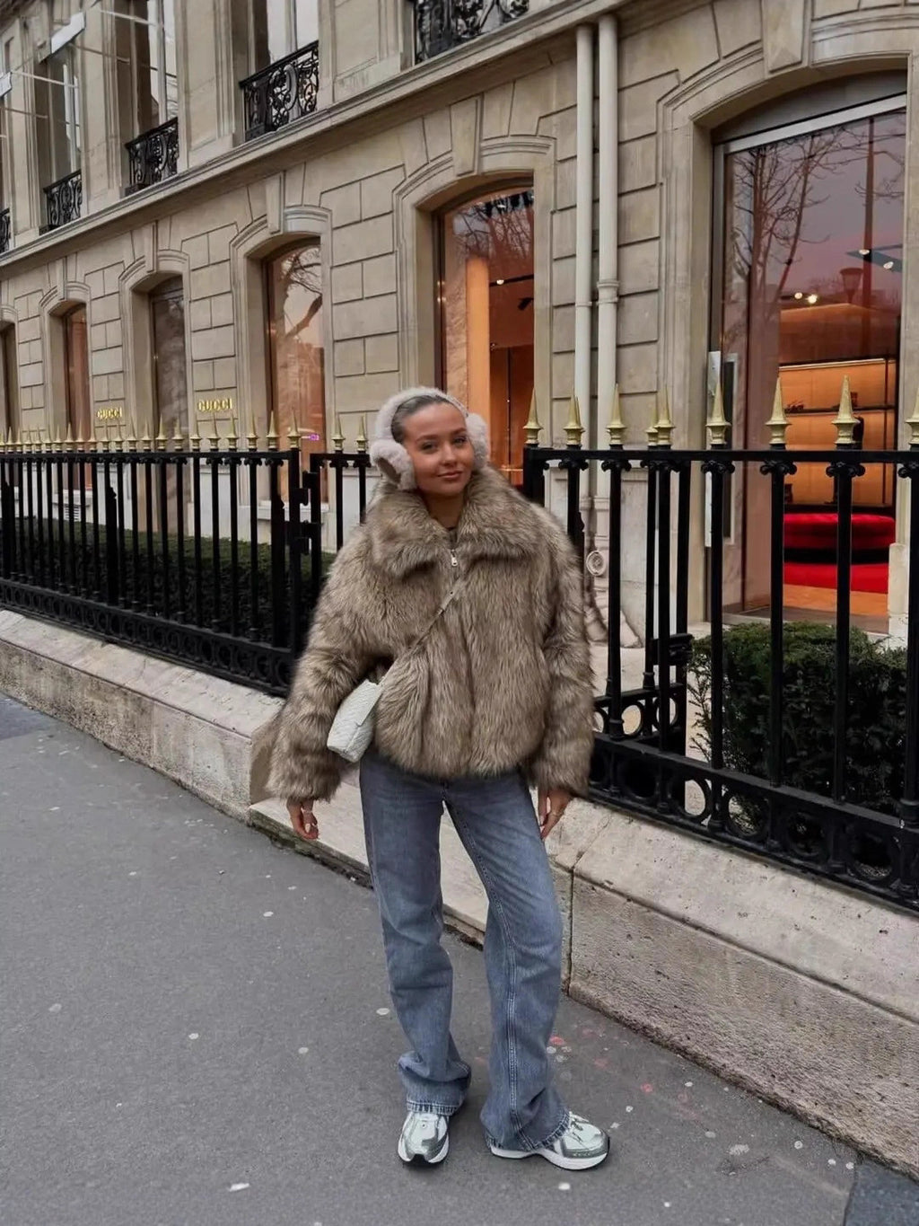 Vintage Faux Fur Jacket Women Winter Fashion