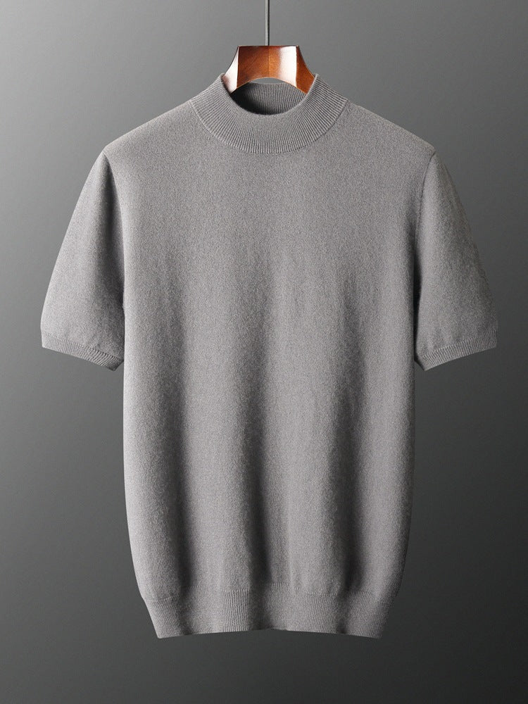 Mens Cashmere Blend Short Sleeve Knit Sweater