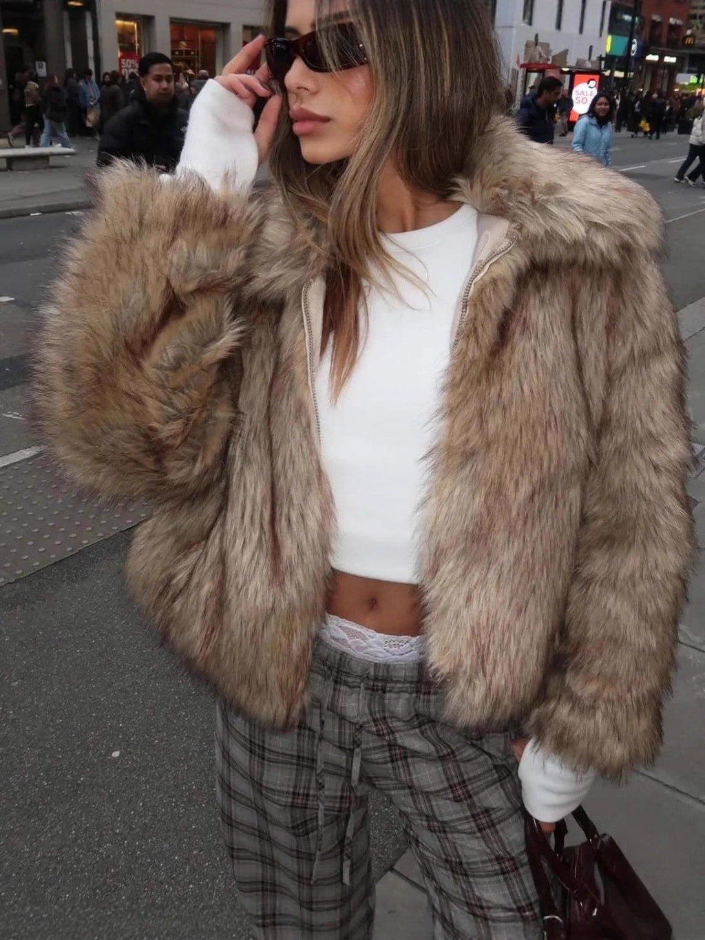 Vintage Faux Fur Jacket Women Winter Fashion