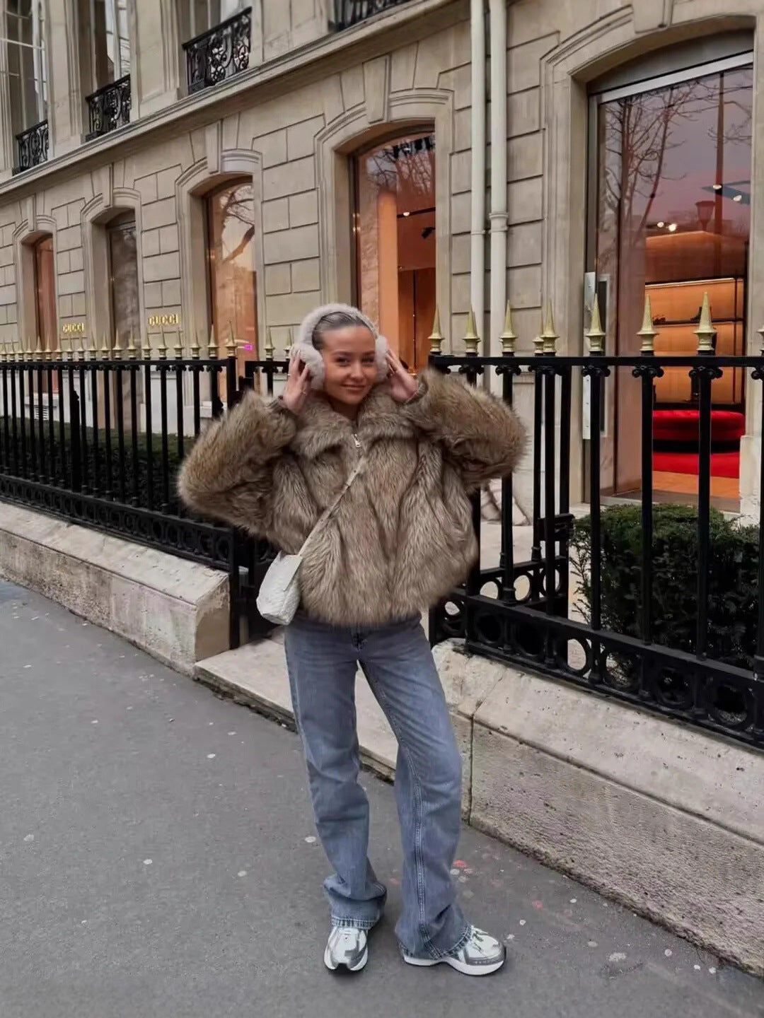 Vintage Faux Fur Jacket Women Winter Fashion