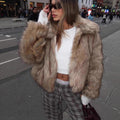 Vintage Faux Fur Jacket Women Winter Fashion