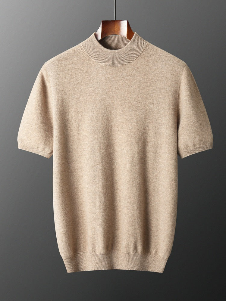 Mens Cashmere Blend Short Sleeve Knit Sweater