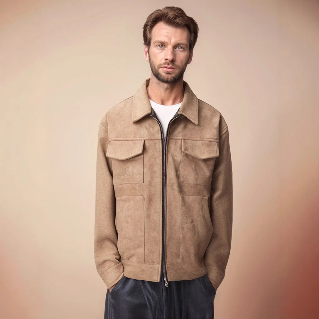 Mens Suede Zip Pocket Jacket