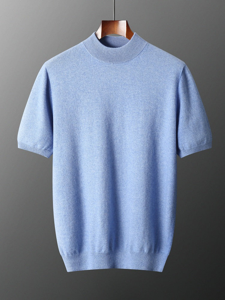 Mens Cashmere Blend Short Sleeve Knit Sweater