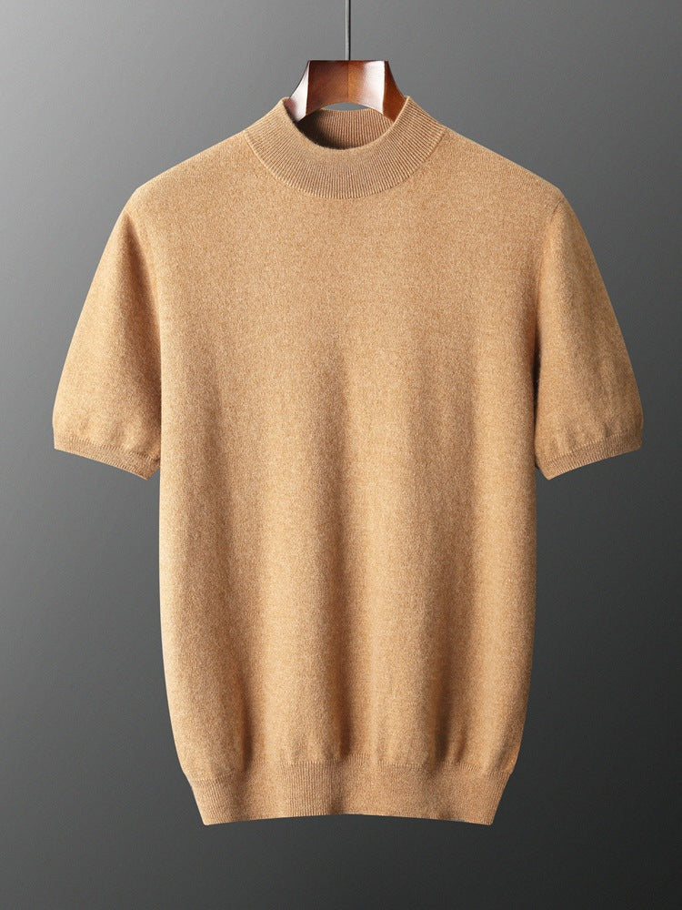 Mens Cashmere Blend Short Sleeve Knit Sweater