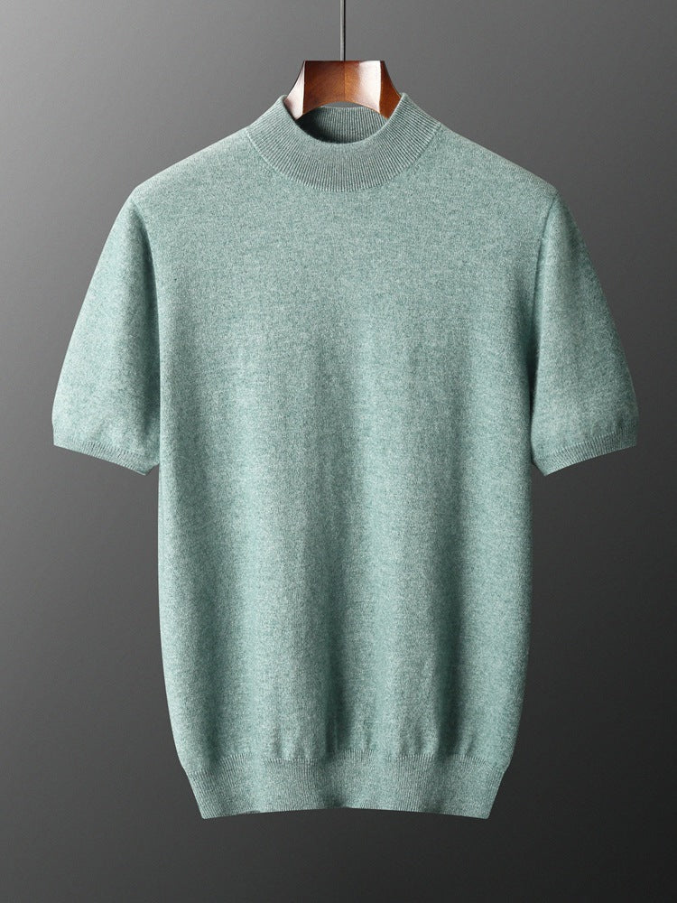 Mens Cashmere Blend Short Sleeve Knit Sweater