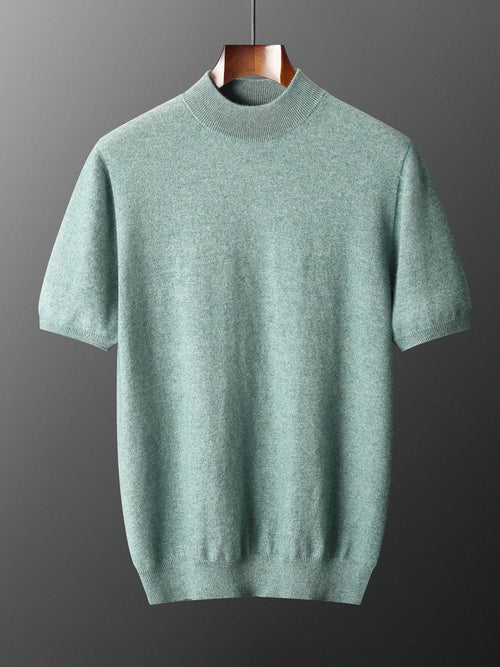 Mens Cashmere Blend Short Sleeve Knit Sweater