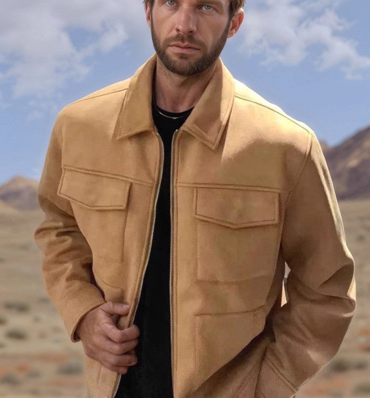 Mens Suede Zip Pocket Jacket