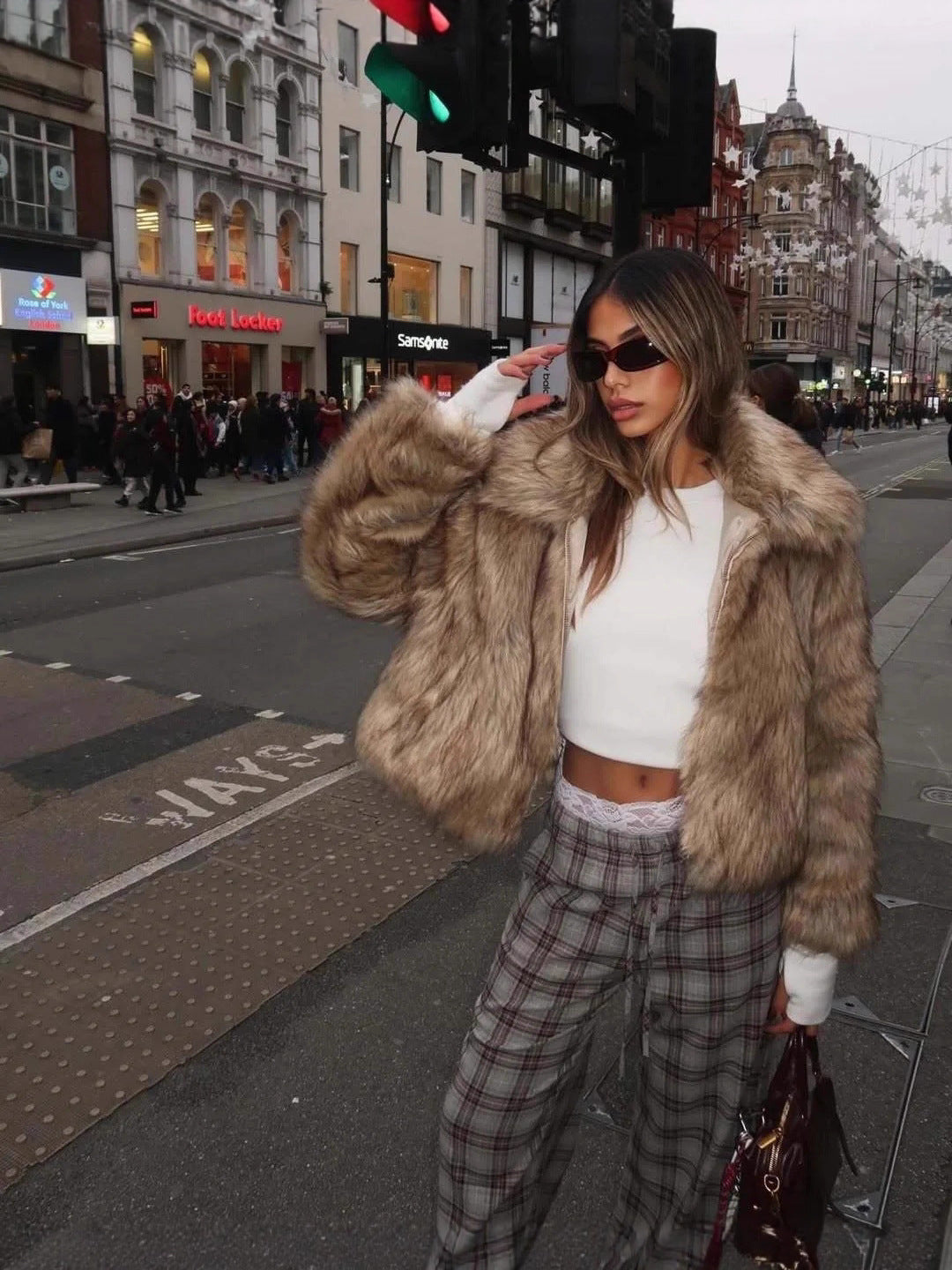 Vintage Faux Fur Jacket Women Winter Fashion